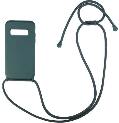 Θήκη Σιλικόνης με Κορδόνι CarryHang Samsung Galaxy S10 Πράσινο Σκούρο - My Colors - Πράσινο Σκούρο - Galaxy S10