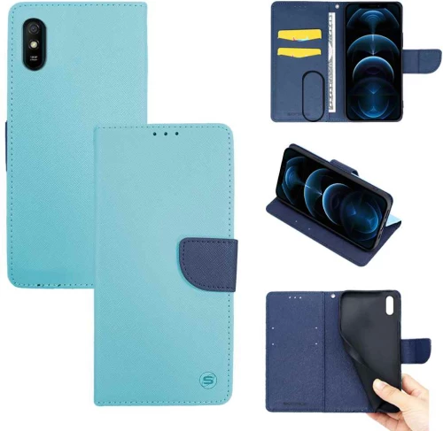 Θήκη Βιβλίο Sonique Trend Book Xiaomi Redmi 9A / Redmi 9AT Σιέλ / Σκούρο Μπλε - Sonique - Σιέλ / Σκούρο Μπλε - Redmi 9A, Redmi 9AT
