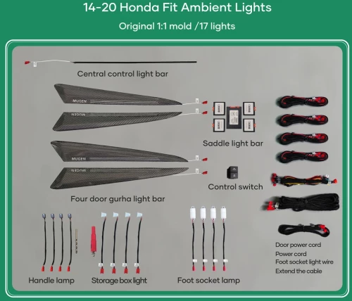 Digital iQ Ambient Light Honda Jazz mod. 2014-2020, 18 Lights