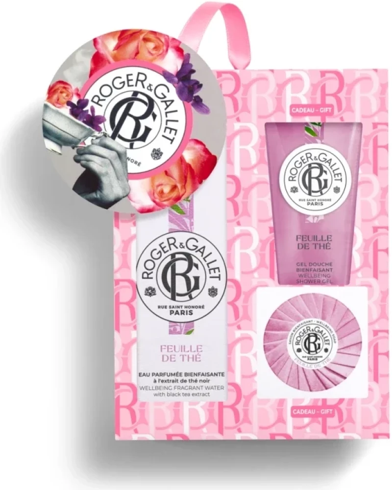 ROGER & GALLET promo feuille de the eau parfumee 100ml & shower gel 50ml & soap 50g