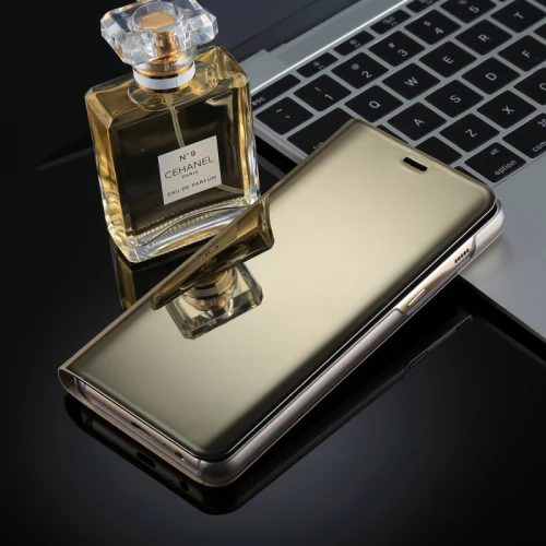 For Galaxy A8 (2018) Electroplating Mirror Horizontal Flip Leather Case with Holder (Gold) (OEM)