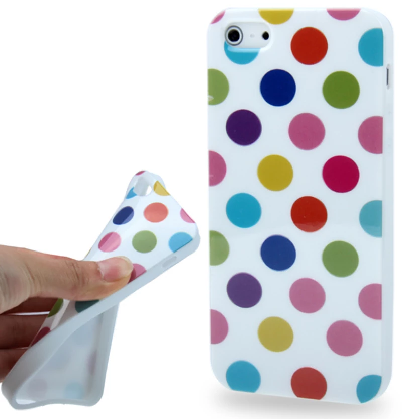 White and Colorful Dot Pattern Smooth TPU Case for iPhone 5 & 5s & SE & SE (OEM)