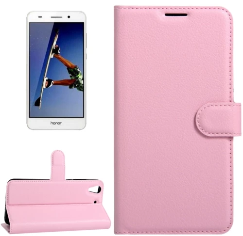 For Huawei  Honor 5A & Y6 II Litchi Texture Horizontal Flip Leather Case with Magnetic Buckle & Holder & Card Slots & Wallet(Pink) (OEM)
