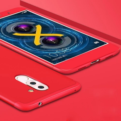 GKK for  Huawei Honor 6X PC Three - paragraph Shield 360 Degrees Full Coverage Protective Case Back Cover(Red) (GKK) (OEM)