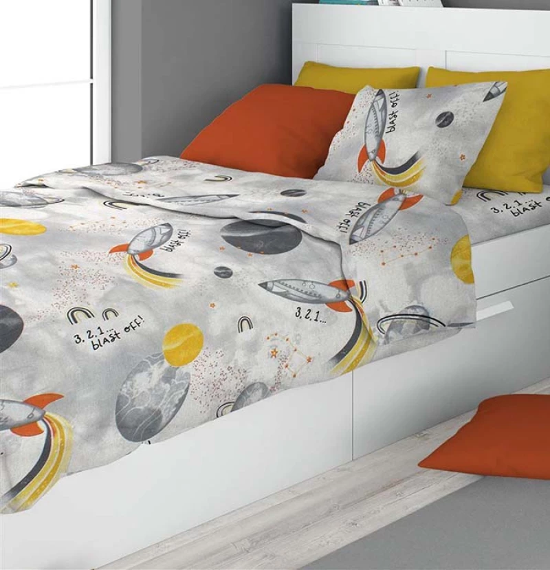 Σετ Σεντόνια Μονά 2τμχ (160x240) Spaceship 187 Grey Dimcol