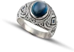 Ανδρικό δαχτυλίδι από μασίφ ασήμι 925 με London blue topaz