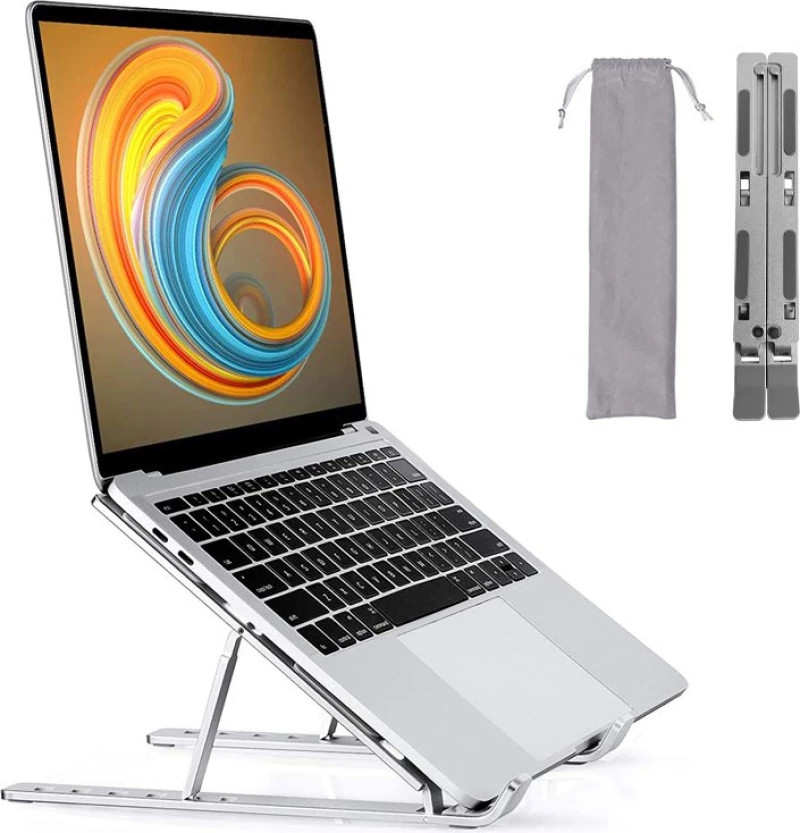 POWERTECH μεταλλική βάση laptop PT-1160, έως 18", foldable, ασημί