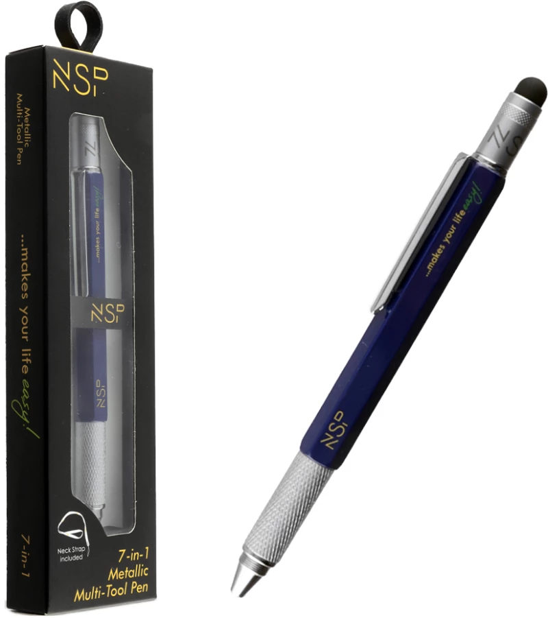 NSP 7 IN 1 METALLIC MULTI-TOOL PEN BLUE