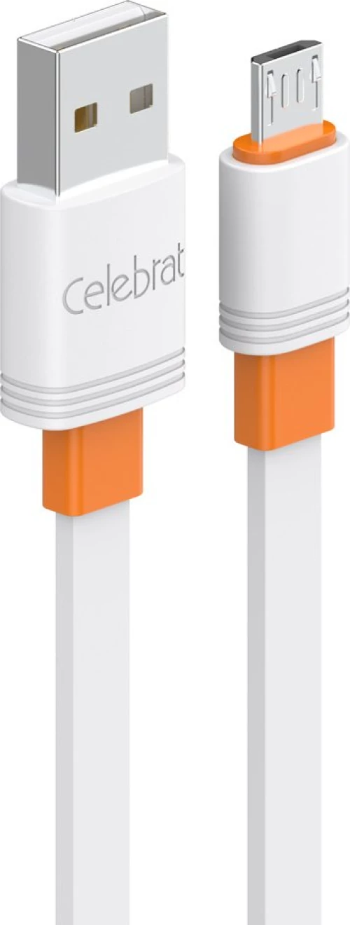 CELEBRAT καλώδιο micro USB σε USB CB-33M, flat, 2.1A, 1m, λευκό