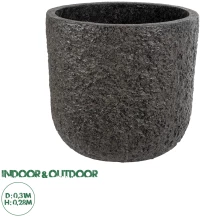 GloboStar® Artificial Garden LUCCA 20756 Επιδαπέδιο Πολυεστερικό Τσιμεντένιο Κασπώ Γλάστρα - Flower Pot Καφέ Φ31 x Υ28cm