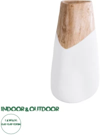 GloboStar® Artificial Garden PANDORA 20707 Επιδαπέδιο Πολυεστερικό Τσιμεντένιο Κασπώ Γλάστρα - Flower Pot Λευκό με Καφέ Μ49 x Π45 x Υ90cm