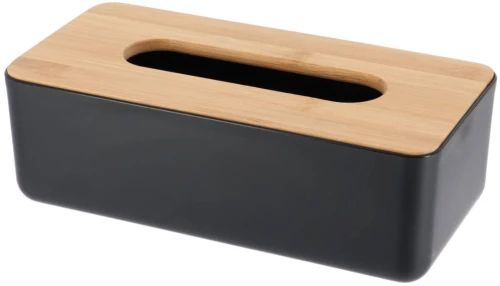 Eurocasa 6724 Κουτί για Χαρτομάντηλα Πλαστικό 26x13x9εκ., Μαύρο Μπαμπού