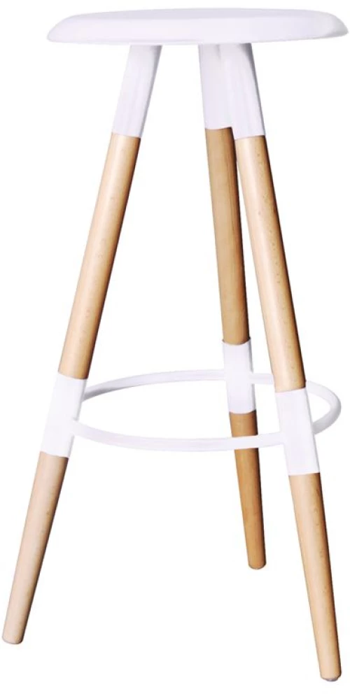 WOODWELL ART Σκαμπό BAR, Ξύλο Φυσικό, PP Άσπρο 37x37 H.78cm 37x37 H.78cm Ε507,1
