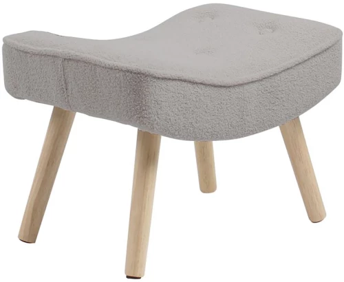 WOODWELL ALMA Σκαμπό - Υποπόδιο, Teddy Ύφασμα Ανοιχτό Γκρι, Πόδια Φυσικό, K/D 52x38x35cm 52x38x35cm Ε7141,61