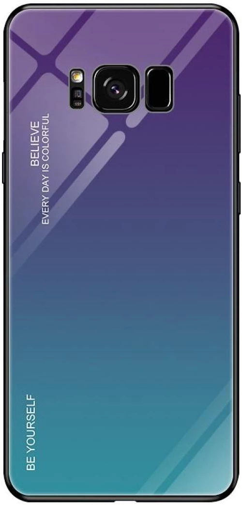 For Galaxy S8 Gradient Color Glass Case(Purple) (OEM)