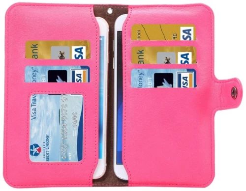 6.3 inch Universal Elephant Skin Texture Carry Case with Wallet & Card Slots for iPhone 6 Plus & 6s Plus, Galaxy Note 8 / Note 5, etc.(Magenta) (OEM)