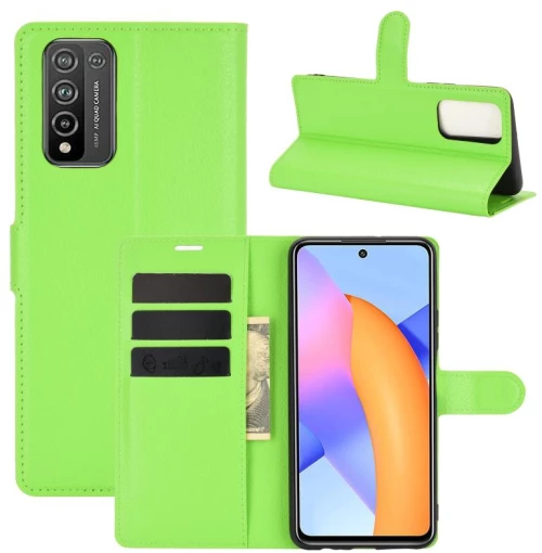 Για Huawei Honor 10X Lite υφής Litchi Οριζόντια προστατευτική θήκη με Holder & θέσεις για κάρτες & πορτοφόλι (πράσινο) (OEM)