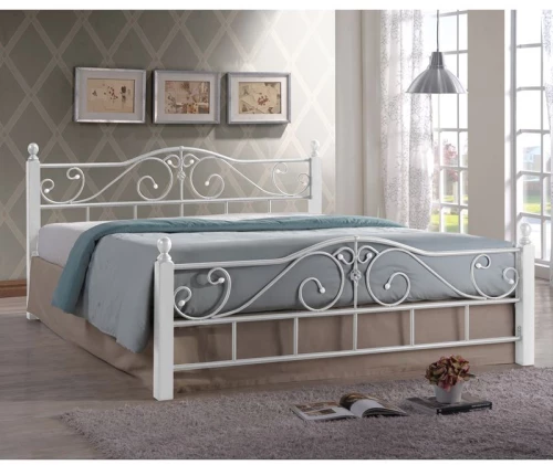 WOODWELL ADEL Κρεβάτι Διπλό, για Στρώμα 160x200cm, Μέταλλο Βαφή Άσπρο, Ξύλο Απόχρωση Άσπρο 165x211x92cm 165x211x92cm Ε8206,1