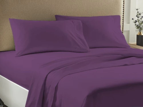 Σετ Σεντόνια Διπλά Μονόχρωμα Economy Γαρύφαλλο 225x245 - Μωβ , Χωρίς Λάστιχο