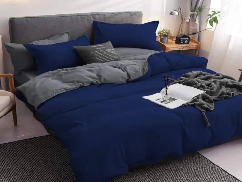 Σετ Σεντόνια Γίγας - King Size 100% Βαμβακοσατέν Δίχρωμα  Γαρύφαλλο 240x270 - Μπλε-Γκρι