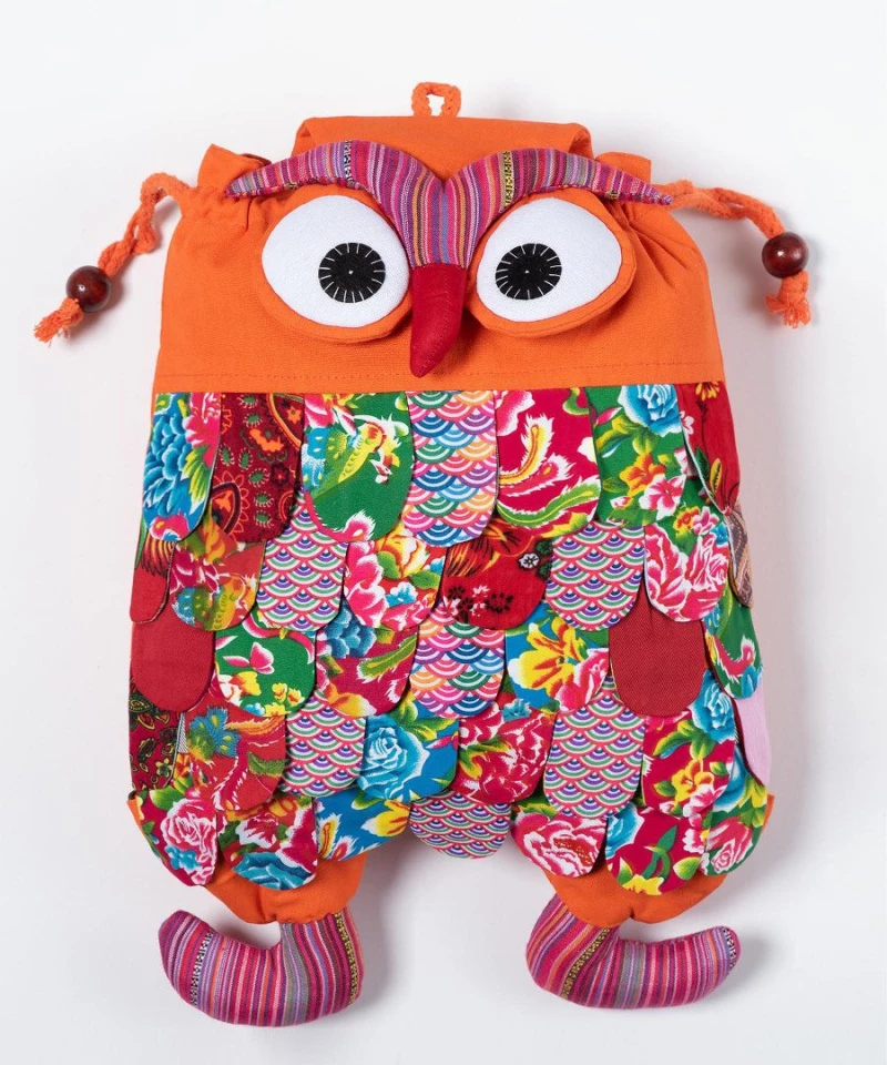 Σακίδιο κουκουβάγια (40cm x 30cm) πορτοκαλί Silk Fashion