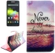 Letters Hanging on the Sea Pattern Cross Texture Leather Case with Holder & Card Slots for Wiko rainbow (OEM)