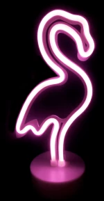 ΦΛΑΜΙΝΓΚΟ, 49 NEON LED ΛΑΜΠΑΚΙΑ ΜΕ ΜΠΑΤΑΡΙΑ (3xAA)/USB, ΡΟΖ, IP20, 16x10x28.5cm