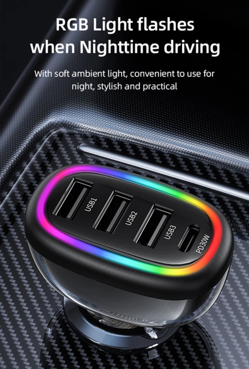 USAMS φορτιστής αυτοκινήτου US-CC170  3x USB & 1x USB-C  48W  PD  μαύρος