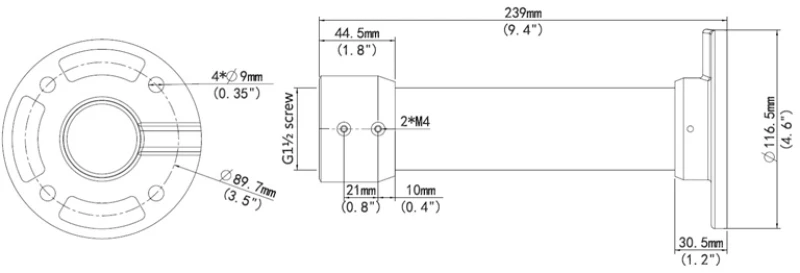 UNIARCH βάση κάμερας TR-CE45-IN  μεταλλική  λευκή