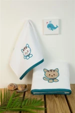 ΠΕΤΣΕΤΑ Με Κέντημα Σετ 2 τεμ bebe Kitty 137 30X50,70X140 Λευκό 100% Cotton - -