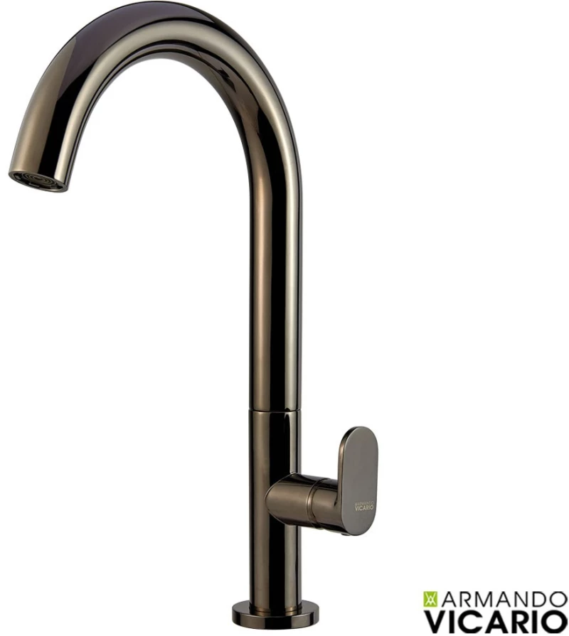 Armando Vicario SLIM Μπαταρία Νιπτήρος υψηλή με βαλβίδα clic-clac Black Chrome