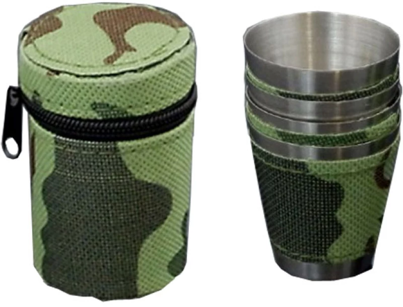 Σετ Μεταλλικά Σφηνοπότηρα Camo με Θήκη - 4 τμχ