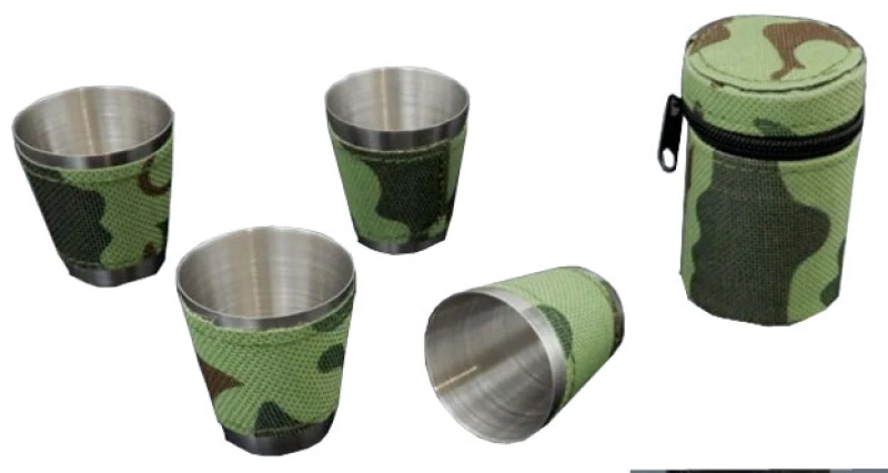 Σετ Μεταλλικά Σφηνοπότηρα Camo με Θήκη - 4 τμχ