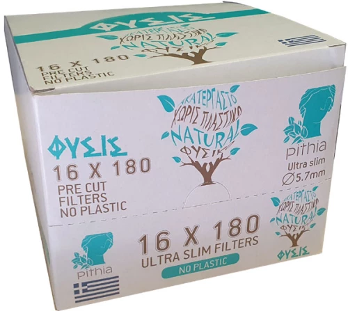 ΠΥΘΙΑ Φιλτράκια Ultra Slim ΦΥΣΙΣ Ακατέργαστο Χωρίς Πλαστικό 180φ. - 16τεμ.