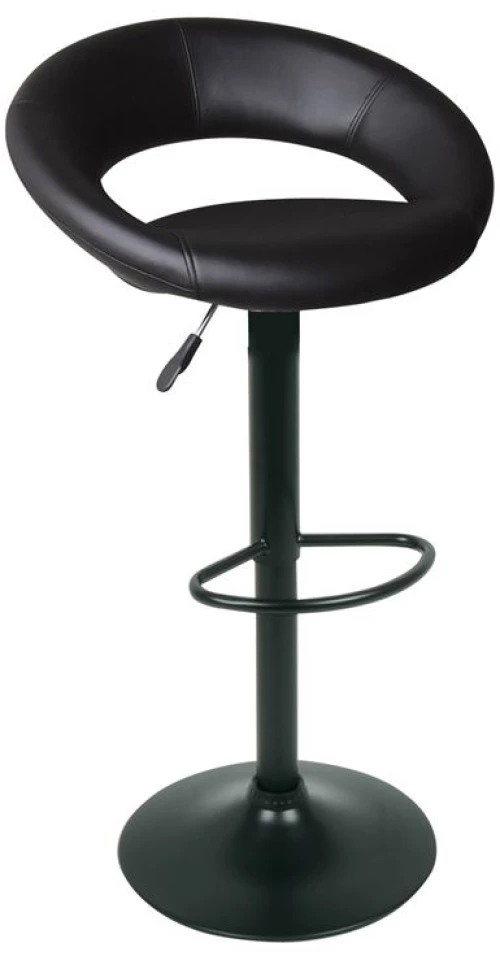 WOODWELL BELT Σκαμπό BAR με Πλάτη, Μέταλλο Βαφή Μαύρο, PU Μαύρο, Ρύθμιση Ύψους, Περιστρεφόμενο 54x49x61/82-82/103cm 54x49x61/82-82/103cm ΕΜ204,3Μ