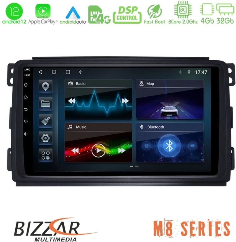 Bizzar m8 Series Smart 451 8core Android12 4+32gb Navigation Multimedia Tablet 9" u-m8-Sm0833