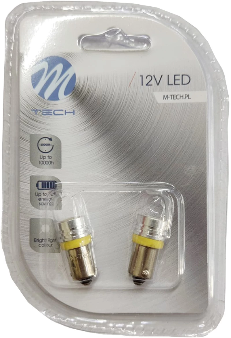 T4W 12V 1W BA9s (ΜΙΝΙΟΝ) LED 1xHP ΚΙΤΡΙΝΗ BLISTER  M-TECH -2ΤΕΜ.