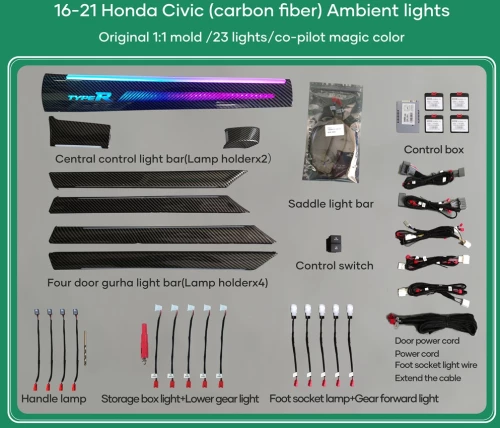 Digital iQ Ambient Light Honda Civic mod. 2016>, 21 Lights