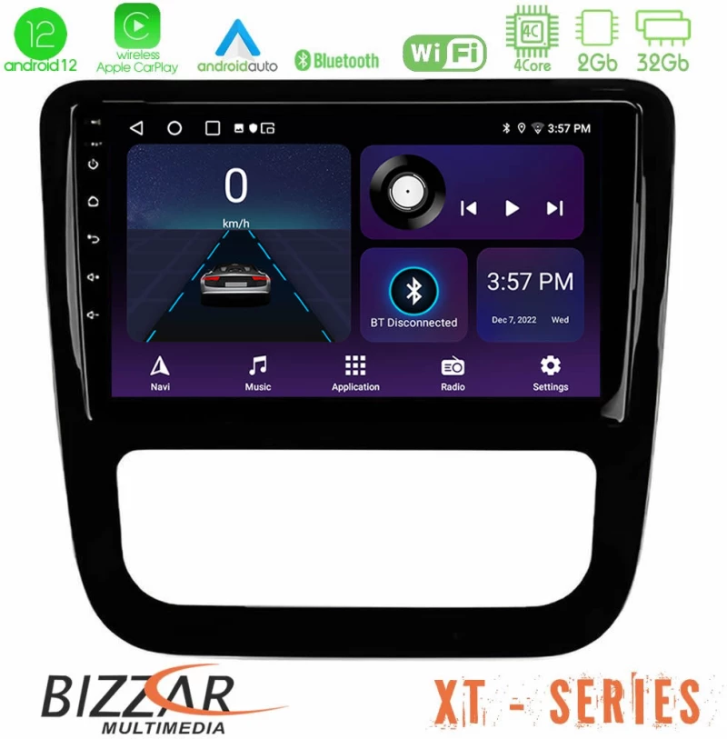 Bizzar xt Series vw Scirocco 2008-2014 4core Android12 2+32gb Navigation Multimedia Tablet 9 (Μαύρο Γυαλιστερό) u-xt-Vw0057bl