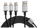 L3884.7/T ΚΑΛΩΔΙΟ USB ΦΟΡΤΙΣΗΣ CERBERO 100 cm (3 ΑΝΤΑΠΤΟΡΕΣ TYPE C/APPLE/MICRO USB - 8 PIN) SILVER LINE