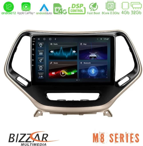 Bizzar m8 Series Jeep Cherokee 2014-2019 8core Android13 4+32gb Navigation Multimedia Tablet 9 u-m8-Jp0077