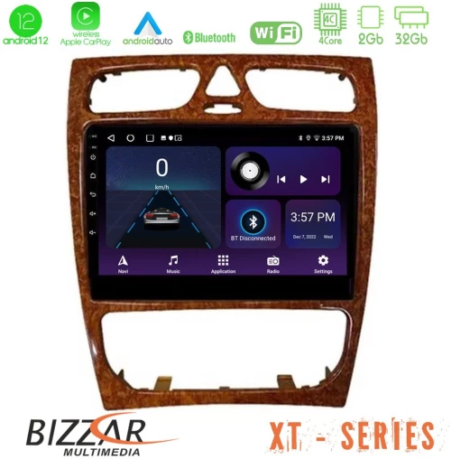 Bizzar xt Series Mercedes c Class (W203) 4core Android12 2+32gb Navigation Multimedia 9 (Wooden Style) u-xt-Mb0925w