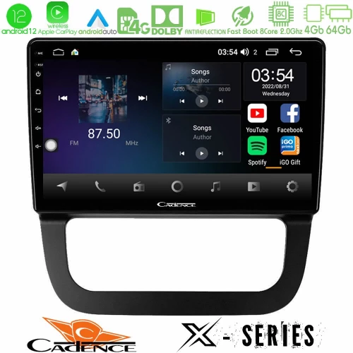 Cadence x Series vw Jetta 8core Android12 4+64gb Navigation Multimedia Tablet 10 u-x-Vw087t