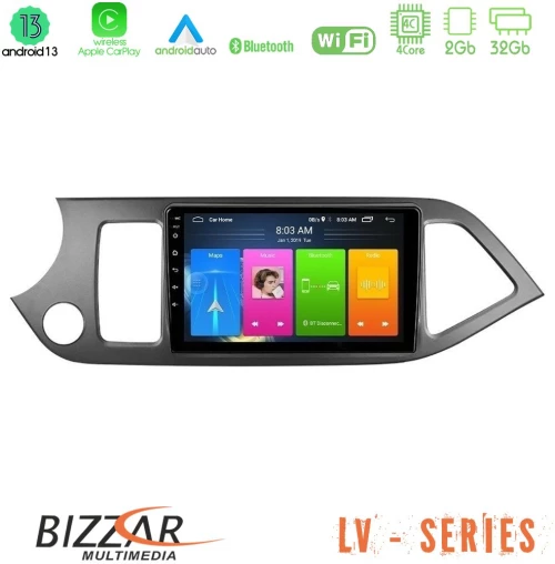 Bizzar lv Series kia Picanto 4core Android 13 2+32gb Navigation Multimedia Tablet 9 u-lv-Ki0611