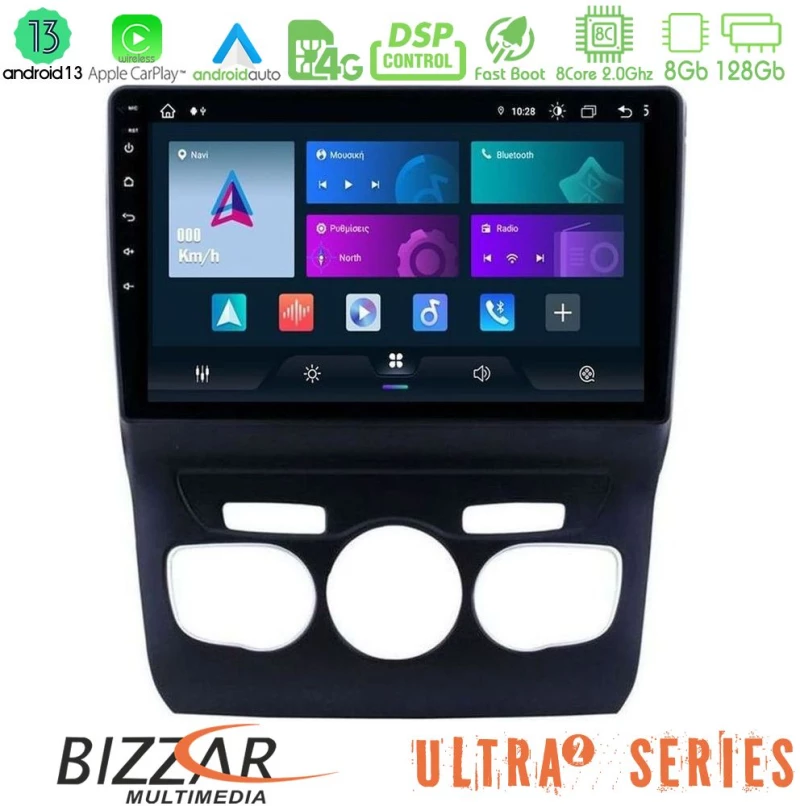 Bizzar Ultra Series Citroen c4l 8core Android13 8+128gb Navigation Multimedia Tablet 10 u-ul2-Ct0131