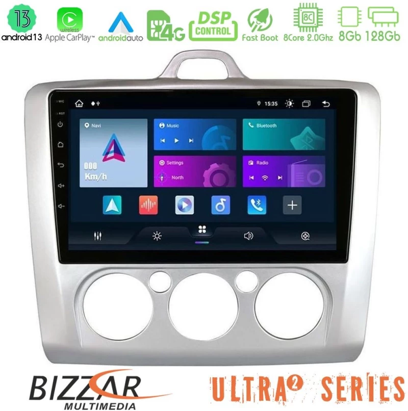Bizzar Ultra Series Ford Focus Manual ac 8core Android13 8+128gb Navigation Multimedia 9 u-ul2-Fd0041m