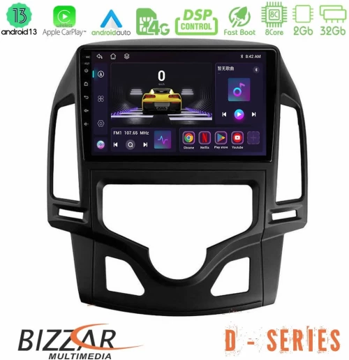 Bizzar d Series Hyundai i30 2007-2012 Auto a/c 8core Android13 2+32gb Navigation Multimedia Tablet 9 u-d-Hy0800