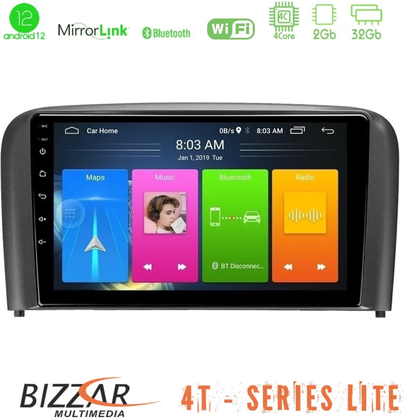 Bizzar 4t Series Volvo s80 1998-2006 4core Android12 2+32gb Navigation Multimedia Tablet 9 u-lvb-Vl0971