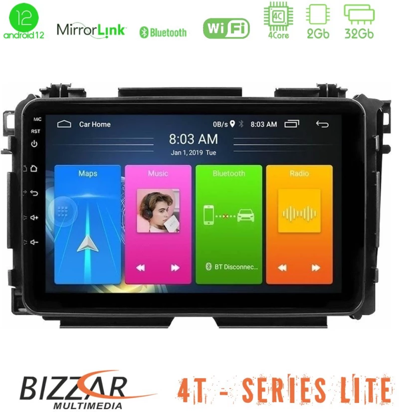 Bizzar 4t Series Honda hr-v 4core Android12 2+32gb Navigation Multimedia Tablet 9 u-lvb-Hd0285