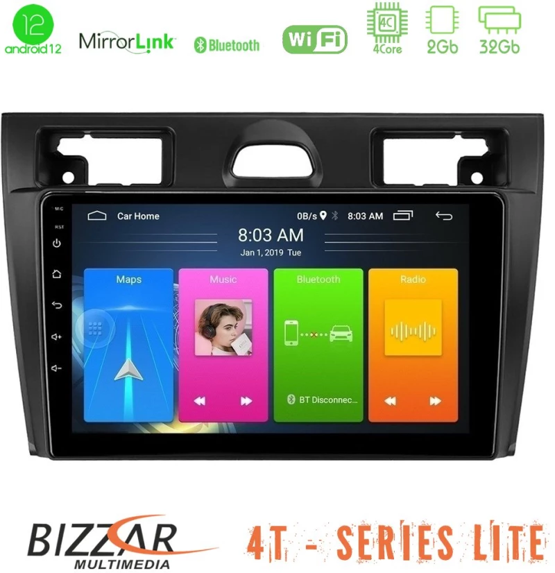 Bizzar 4t Series Ford Fiesta/fusion 4core Android12 2+32gb Navigation Multimedia Tablet 9 u-lvb-Fd990